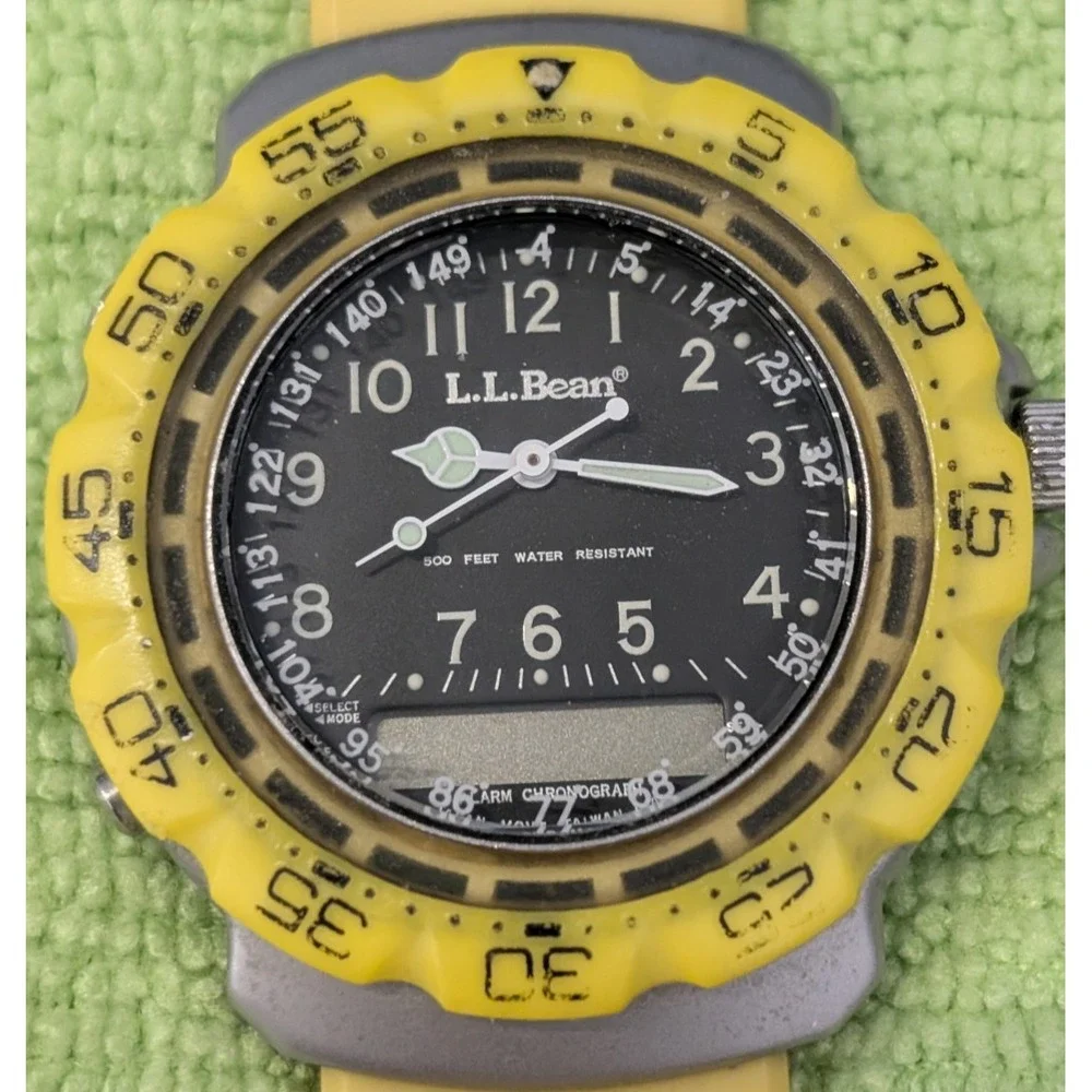 L.L. Bean Unisex High Country 85302-272 Yellow Ana-Digi Resin Sport Watch
